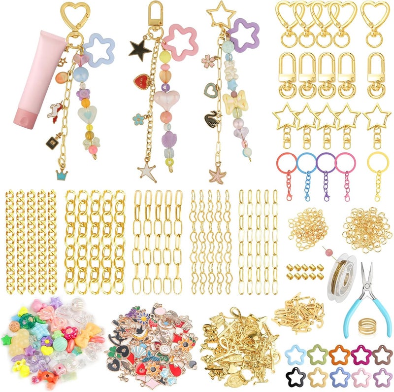 Ecoofor Keychain Making Kit 354 Pcs — Bag Charm Kit with 136 Charms, 25 Extender Chains, 20 Keychain Clips, Beading Accessories ＆ Jewelry Pliers — DIY Crafting and Jewelry Making for Adults - Image 1
